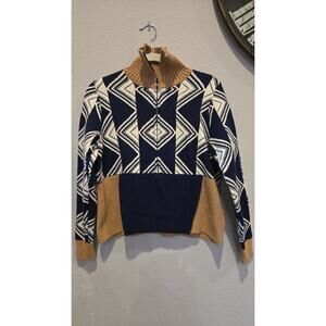 Nic+Zoe Women's Geometric Half Zip Sweater Multicolor Size S NWT